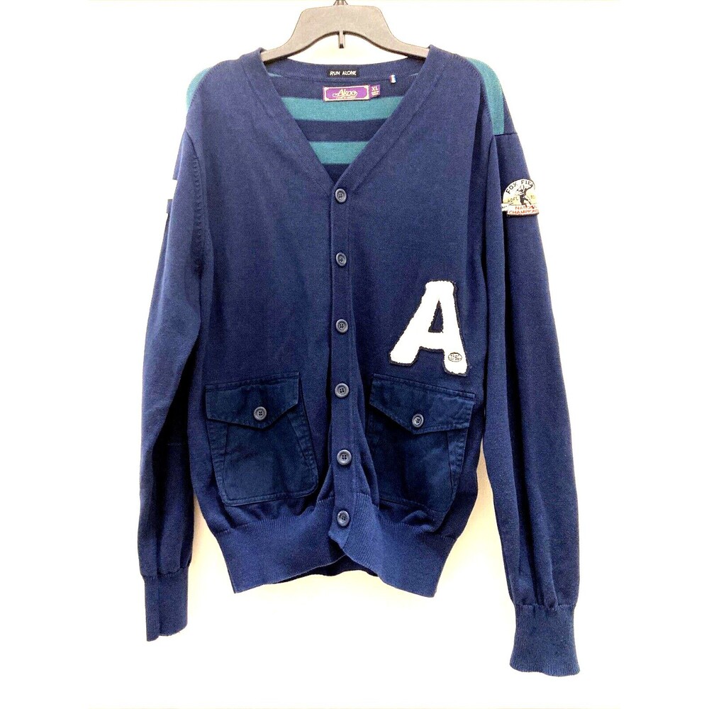 Akoo Rugby Sweater Elbow Patch Blue Embroidered Acfl Bowl Logo Mens Extra Large